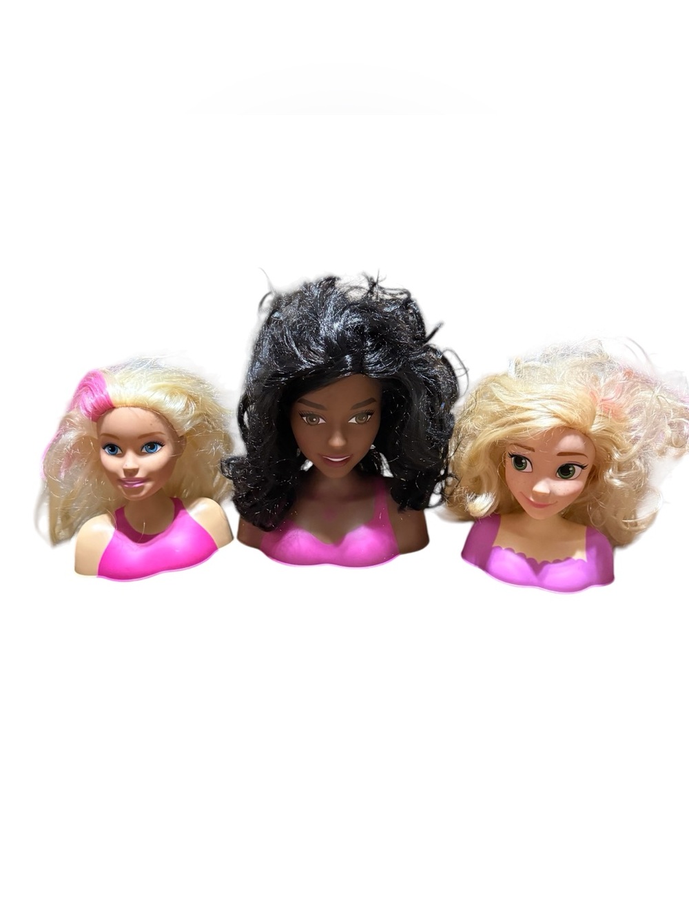Hair Styling Doll Head Lot Of 3 Mattel Disney